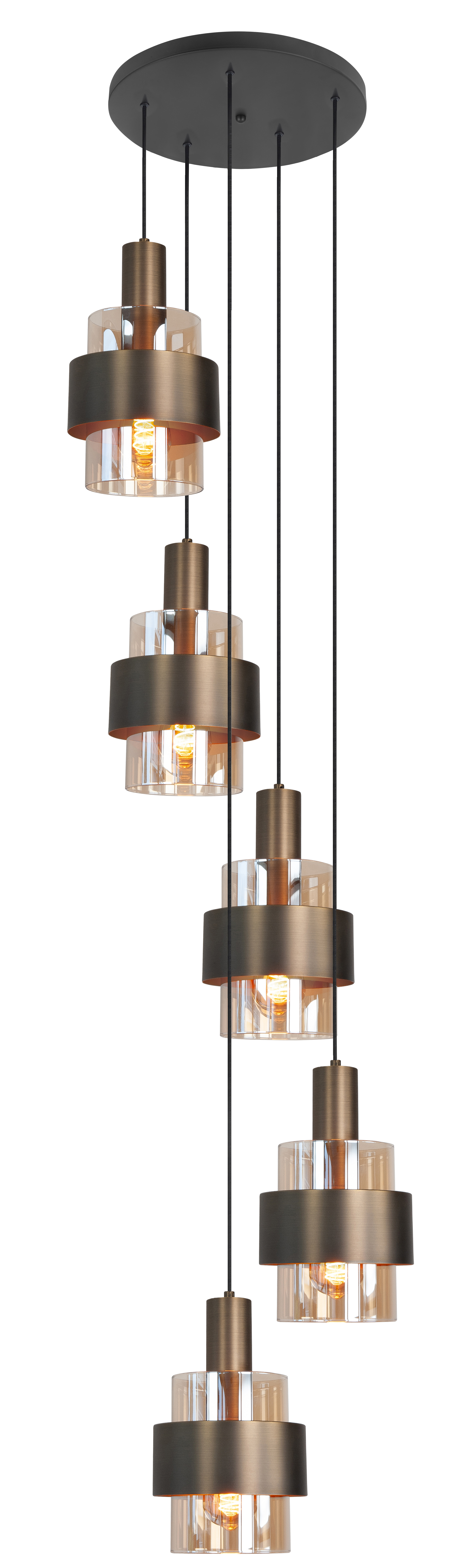 Hanglamp Marrone 5-lichts Rond Brons/Bruin
