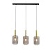 Hanglamp Peglio glas smoke antiek brons 3-lichts